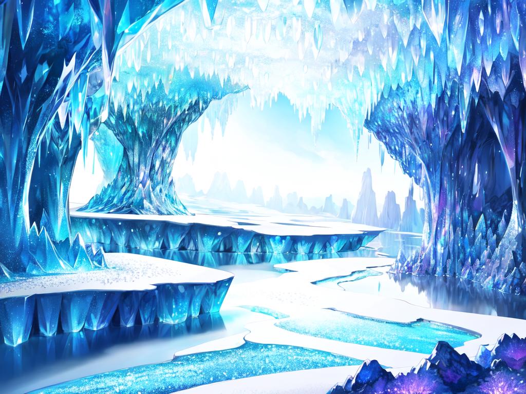 Premium AI Image  anime style a digital painting of a cave with a  waterfall in the background